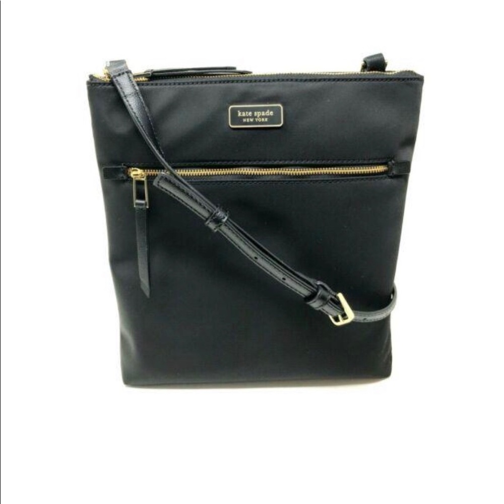 SOLD- Kate Spade Black Nylon Flat Crossbody Bag